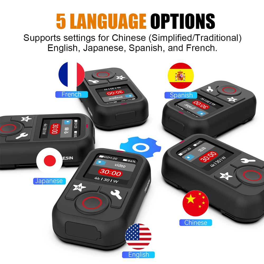 Bluetooth Wireless Remote Controller For GoPro Hero 13 12/11/10/9 Max Camera 60M