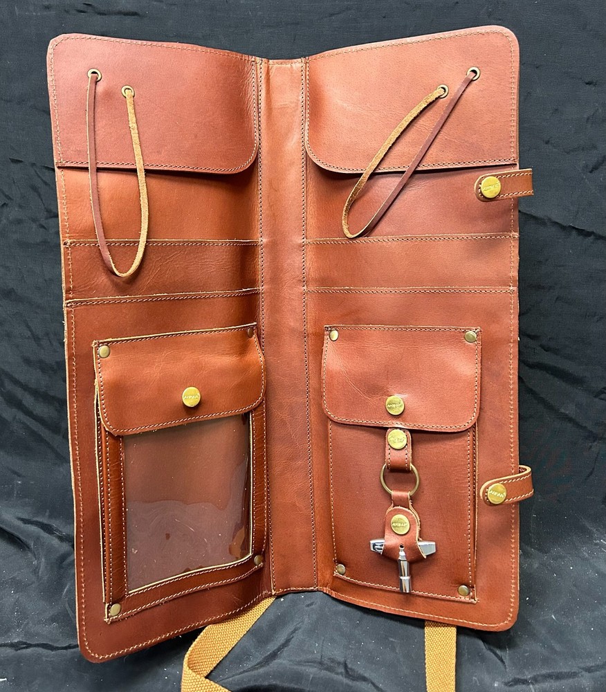 AHEAD TAN LEATHER DRUM STICK CASE (WITH DRUM KEY HOLDER)
