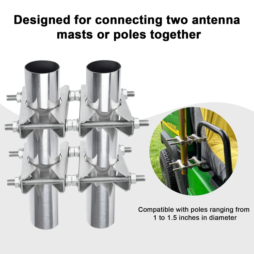 Double Antenna Mast Clamp - Heavy Duty Galvanized Iron Mount for Secure Pole-...