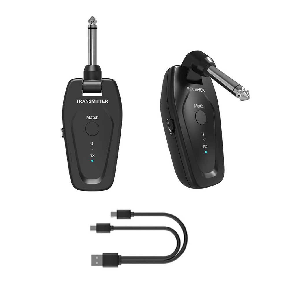 Professional UHF Wireless Guitar System Transmitter Receiver Type-C Charging