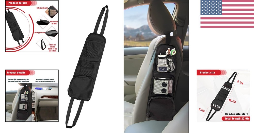 Compact Multi-Pocket Car Seat Bag - Organize Your Essentials Effortlessly