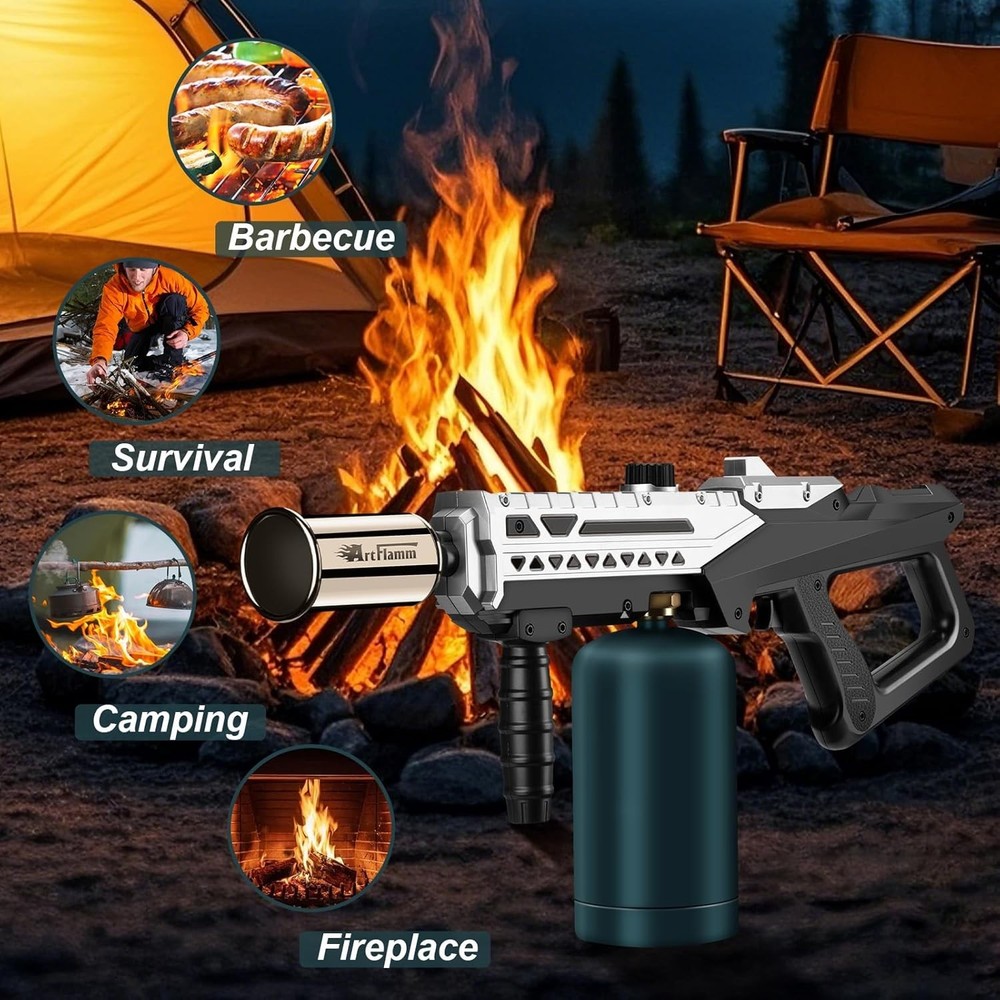 Powerful Propane Torch Gun, Kitchen Torch with Adjustable Flame, Flamethrower