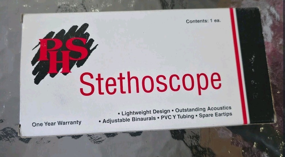 PHS Stethoscope Lightweight Design Yellow Opened Box