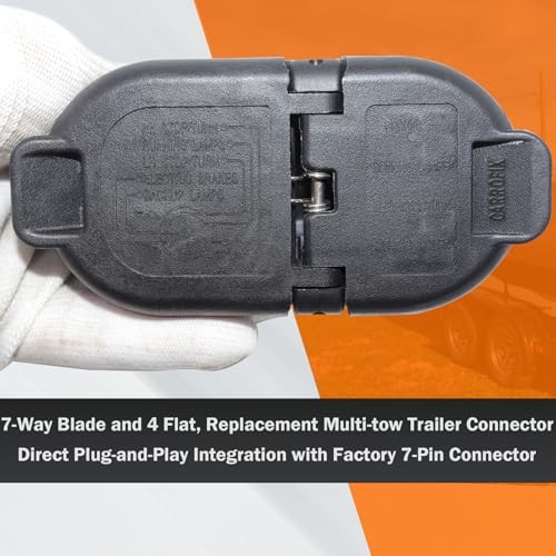 Multi-Tow 7 Pole & 4-Way Flat Trailer Connector Socket with Mounting Bracket,