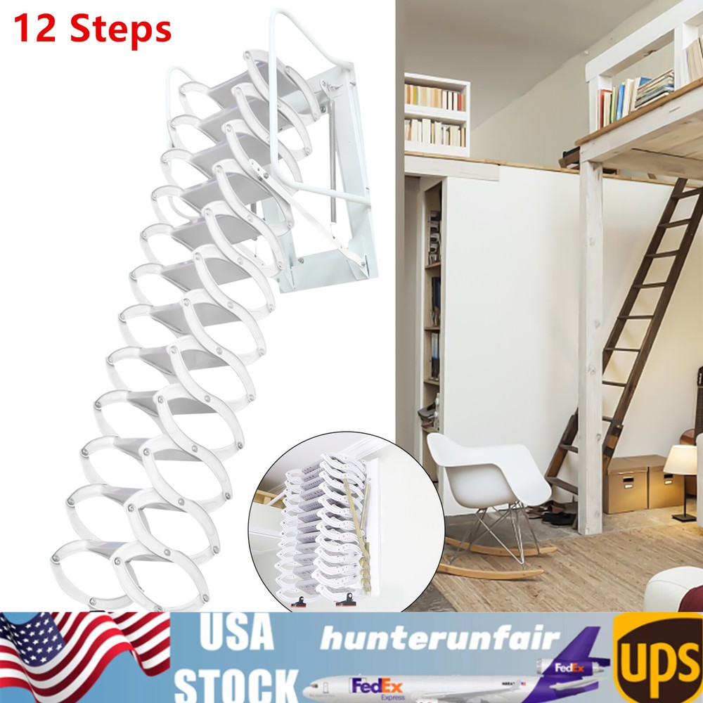 Attic Steps Pull Down 12 Steps Attic Stairs Alloy Attic Access Ladder 882lb