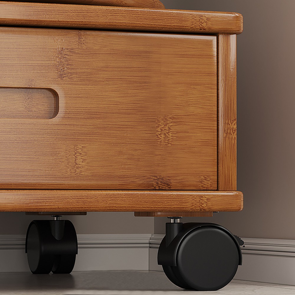 Multi Storage Table, Side Table with Rolling Wheels, Removable Swivel Bookcase