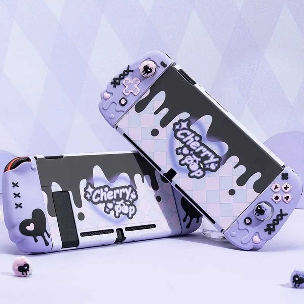 GeekShare Case for Nintendo Switch/OLED HardShell Silicone Joycon Cherry Pop