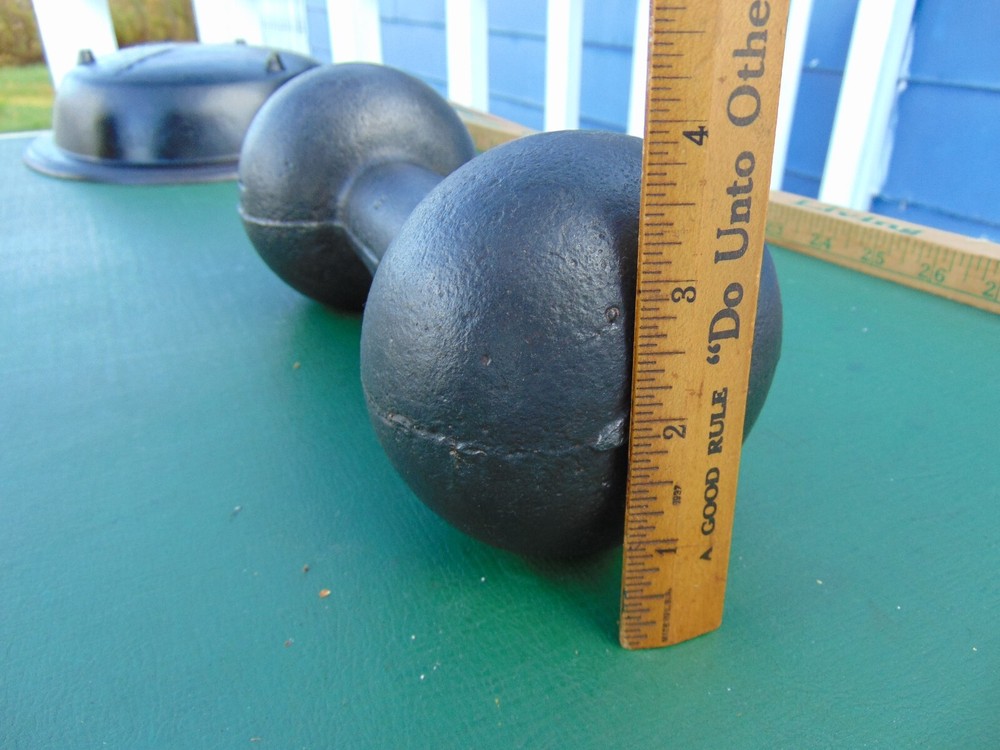Antique Globe Ball Cast Iron Dumbell 13.4 lbs. Cleaned