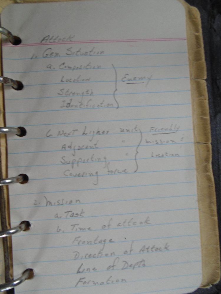 Soldier's personal notebook with some entries