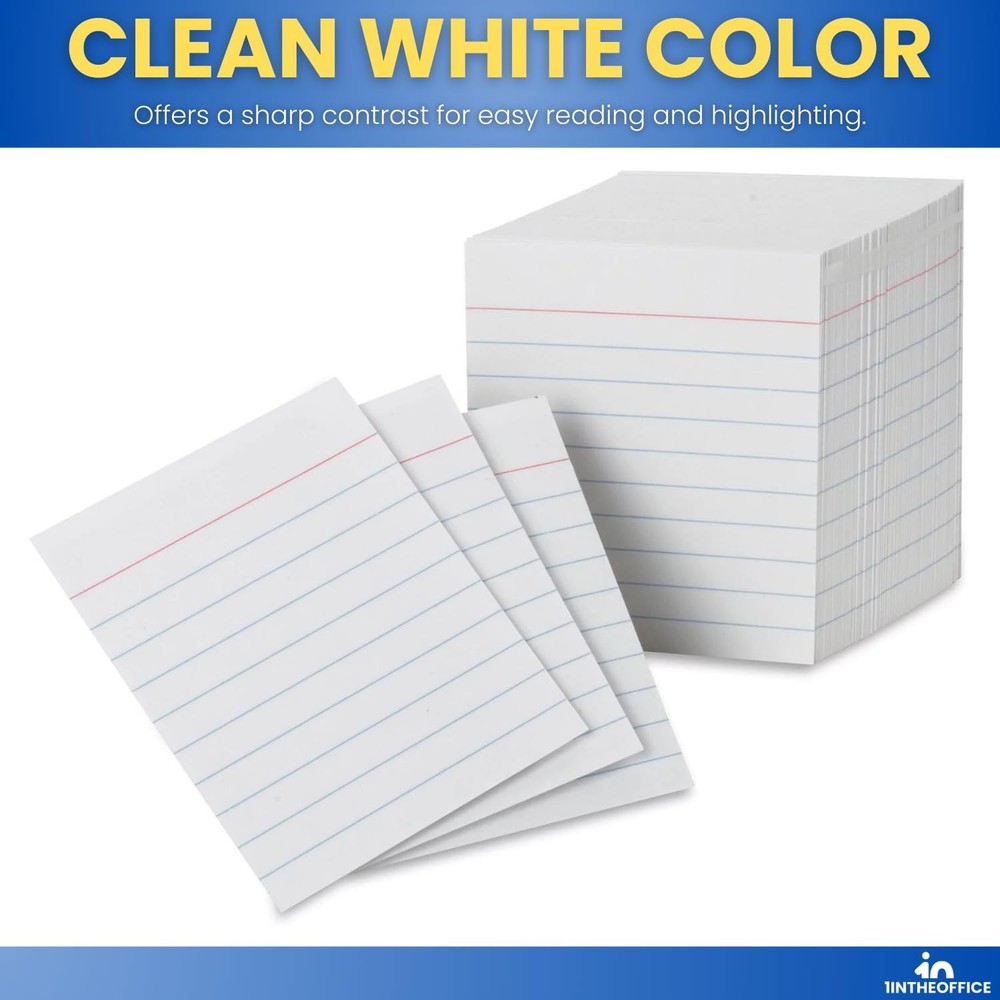 Ruled Mini Index Cards 3x2.5, White Small, 400 Pack, Study, Flashcards, Office