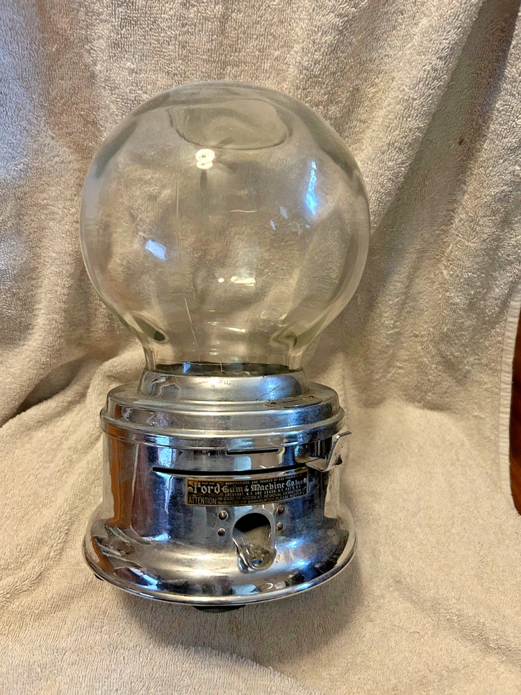 Glass Globe One Cent Ford Gumball Machine