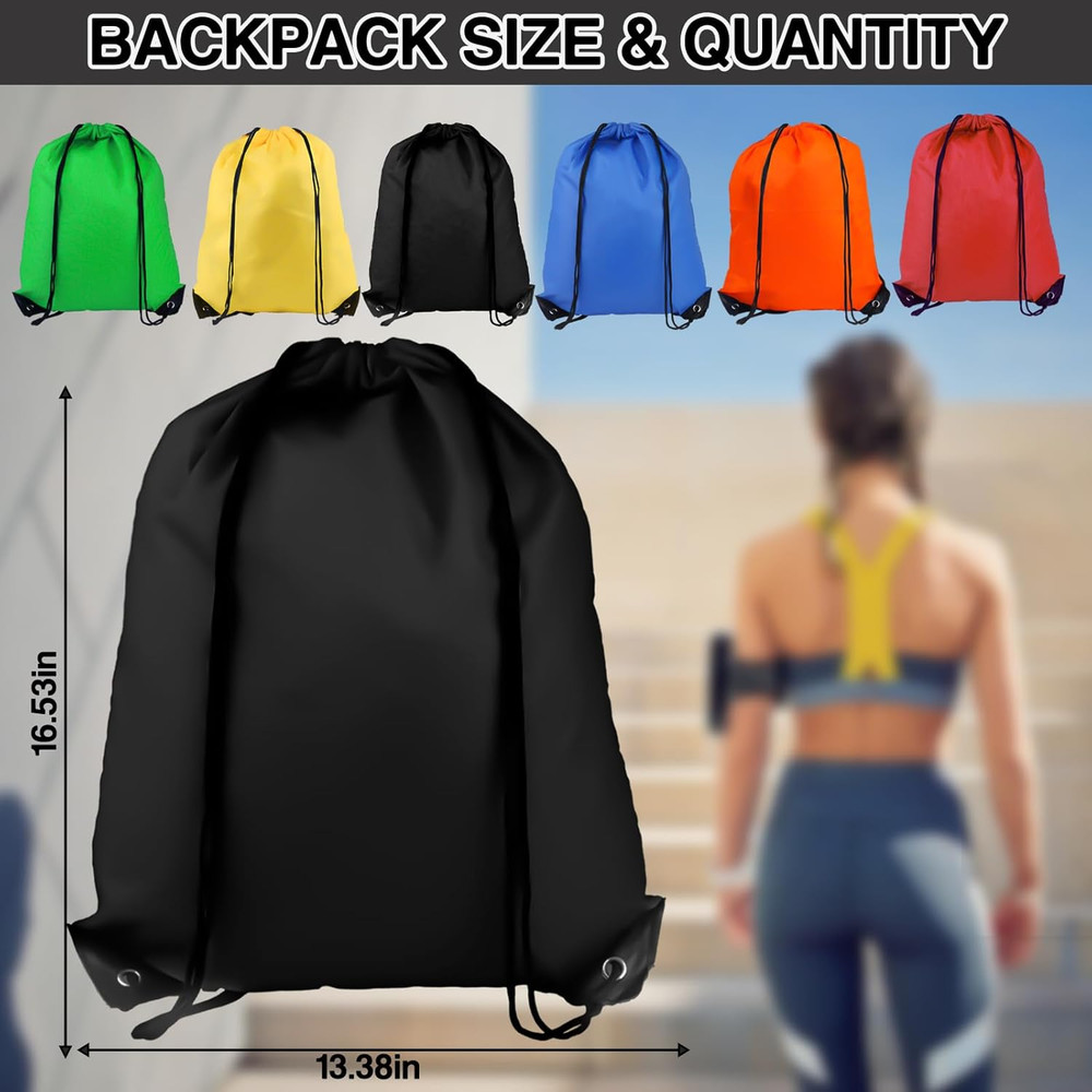 Drawstring Backpack 6Pcs Drawstring Gym Bags Black Draw String Bags Drawstring B