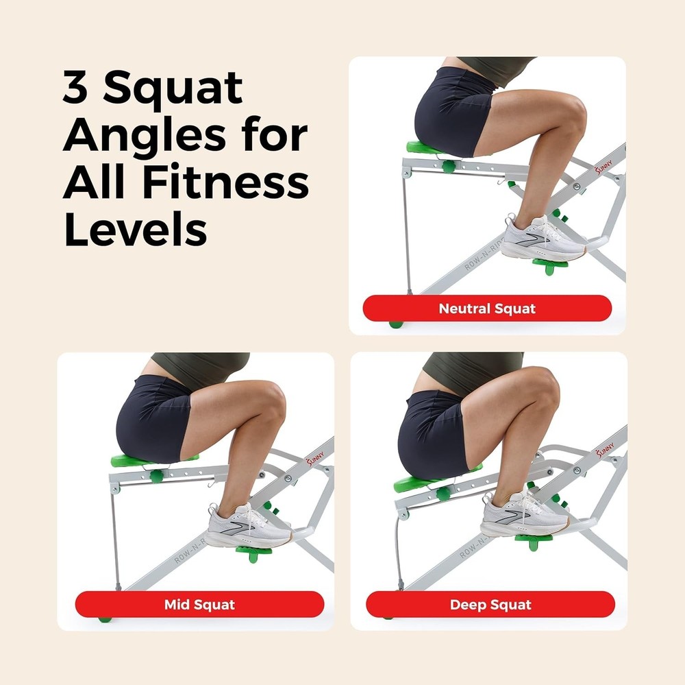 Foldable Squat Assist Rower w/ SunnyFit App