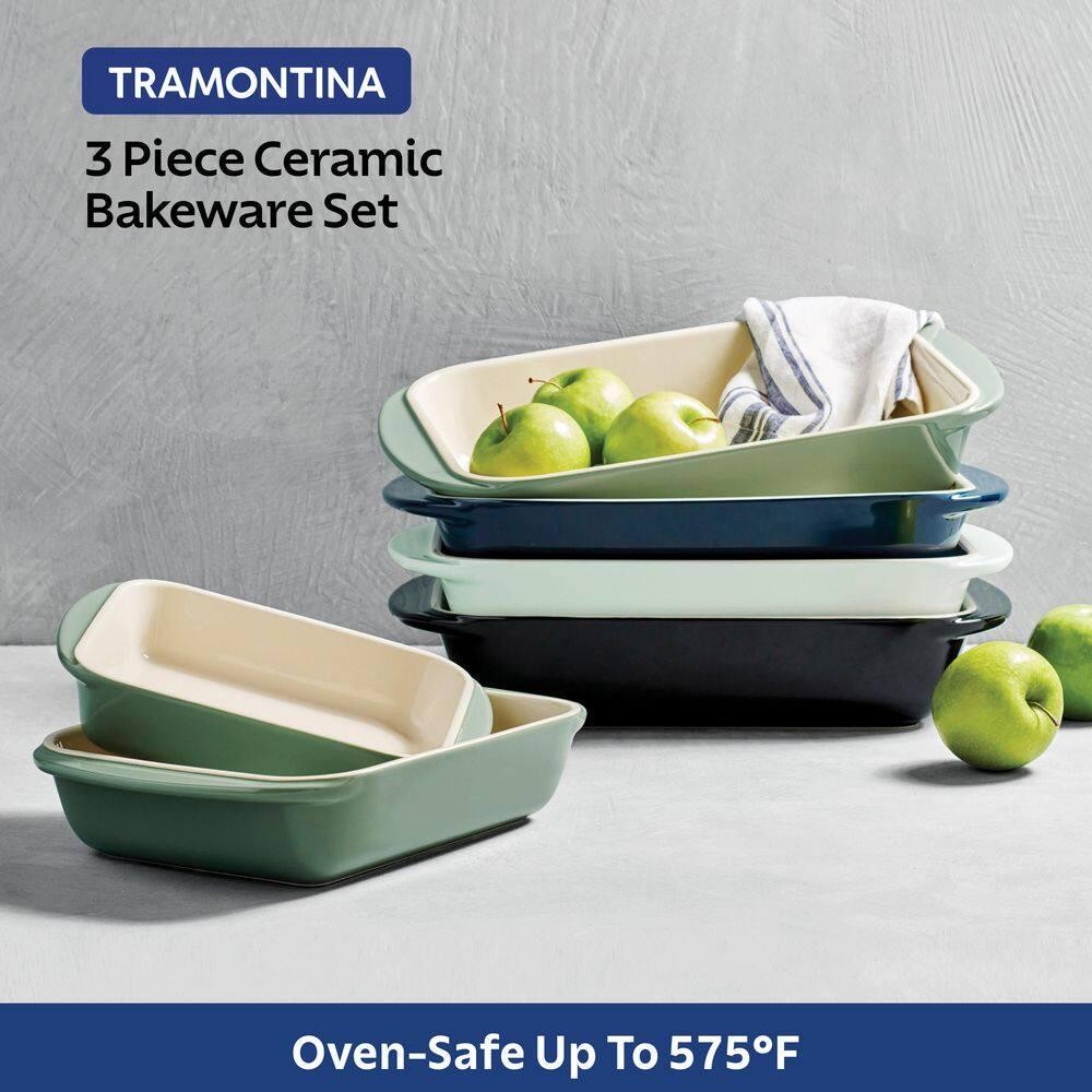Tramontina Bakeware Set Ceramic Cobalt Porcelain Enamel Oven Safe Stackable 3-pc