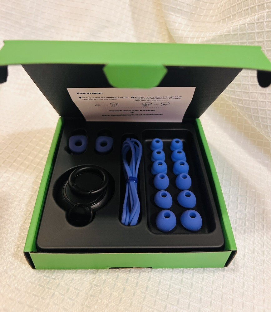 New, Loop Hearing Protection Banded Ear Plugs - With Case & String
