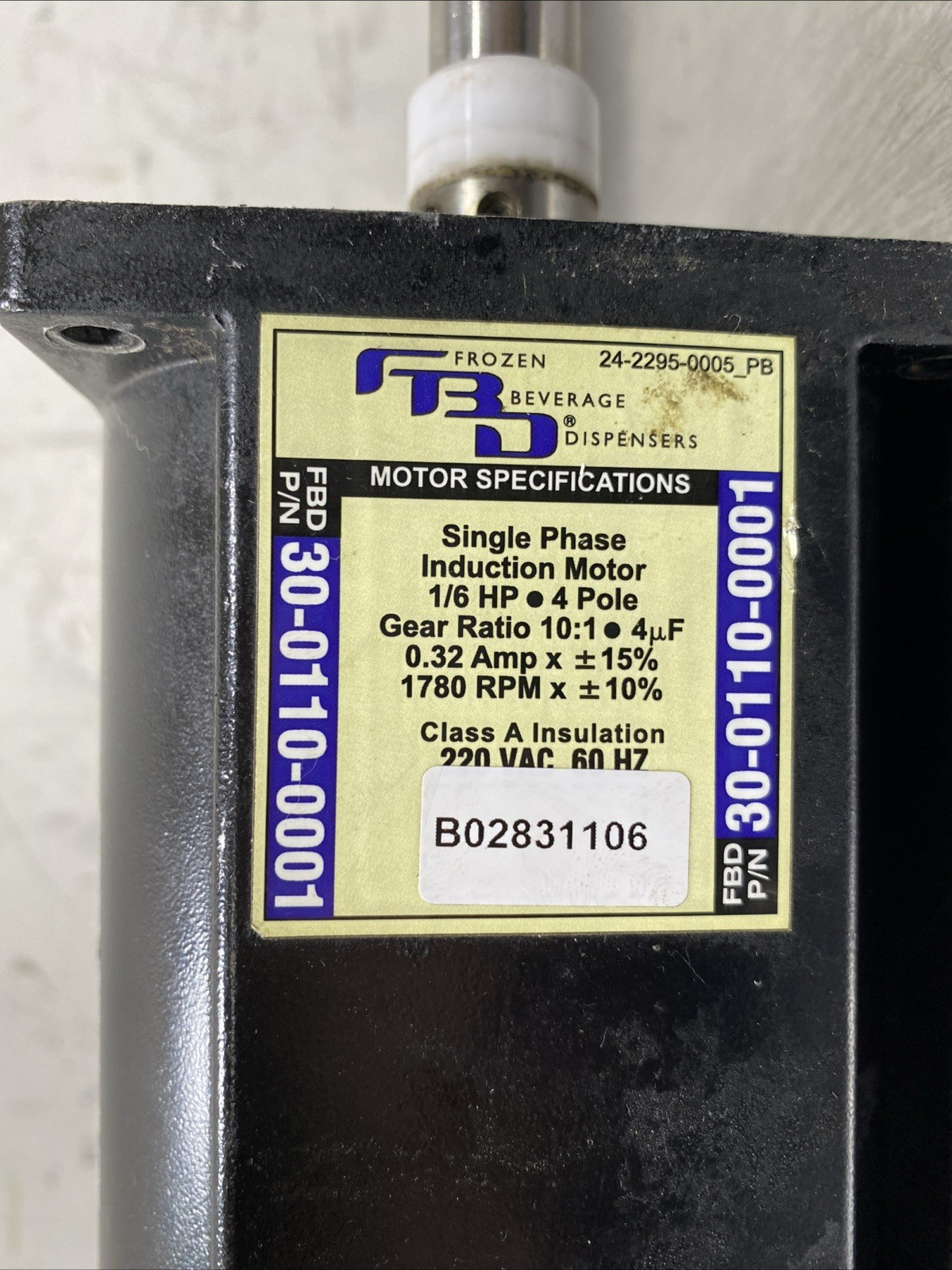 Frozen Beverage Dispensers FBD, 30-0110-0001 Genuine Replacement Gear Motor