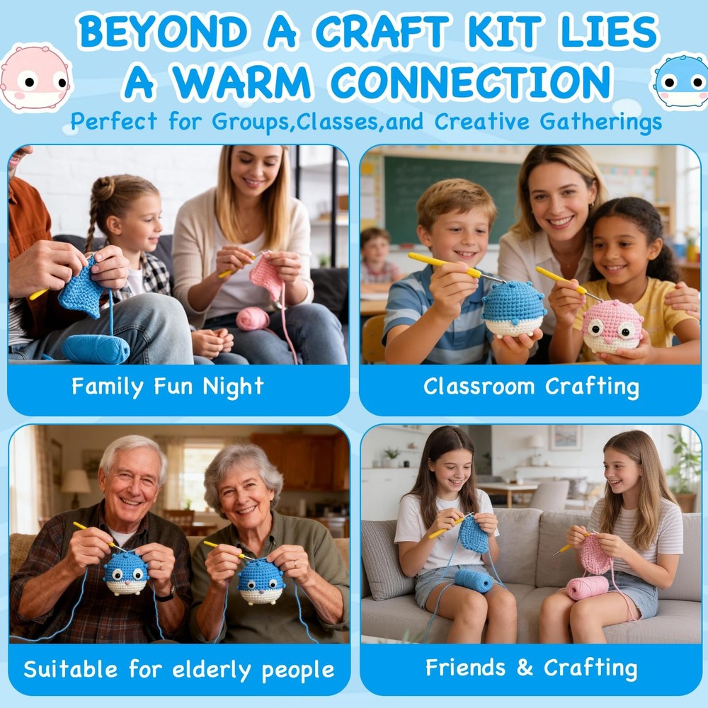Cokiddle Crochet Kit for Beginners, Cute Pufferfish Shape with Step-by-Step V...