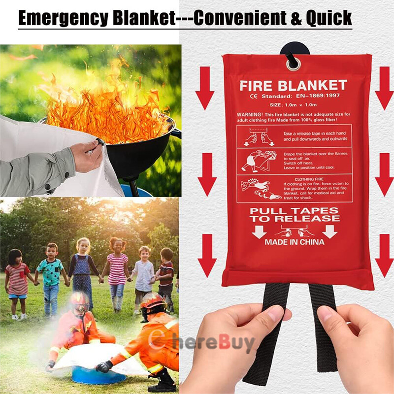 Large Fire Blanket Fireproof For Home Kitchen Office Caravan Emergency Essential