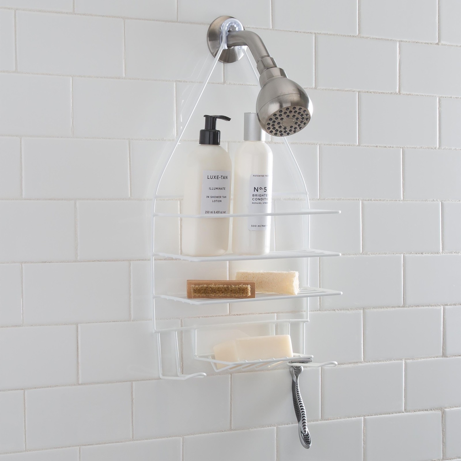 Bath Bliss 2 Shelf Hanging PE Coated Shower Caddy, White