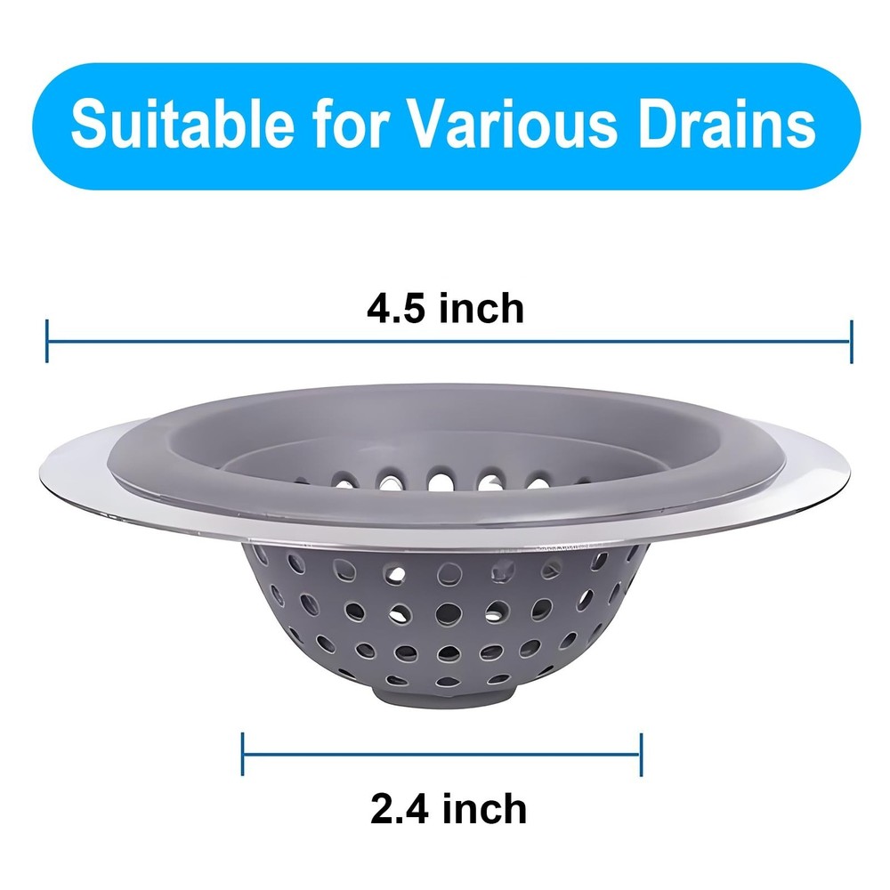 2 Pack Kitchen Sink Drain Strainer Silicone Stainless, Drain Protector,Preven...