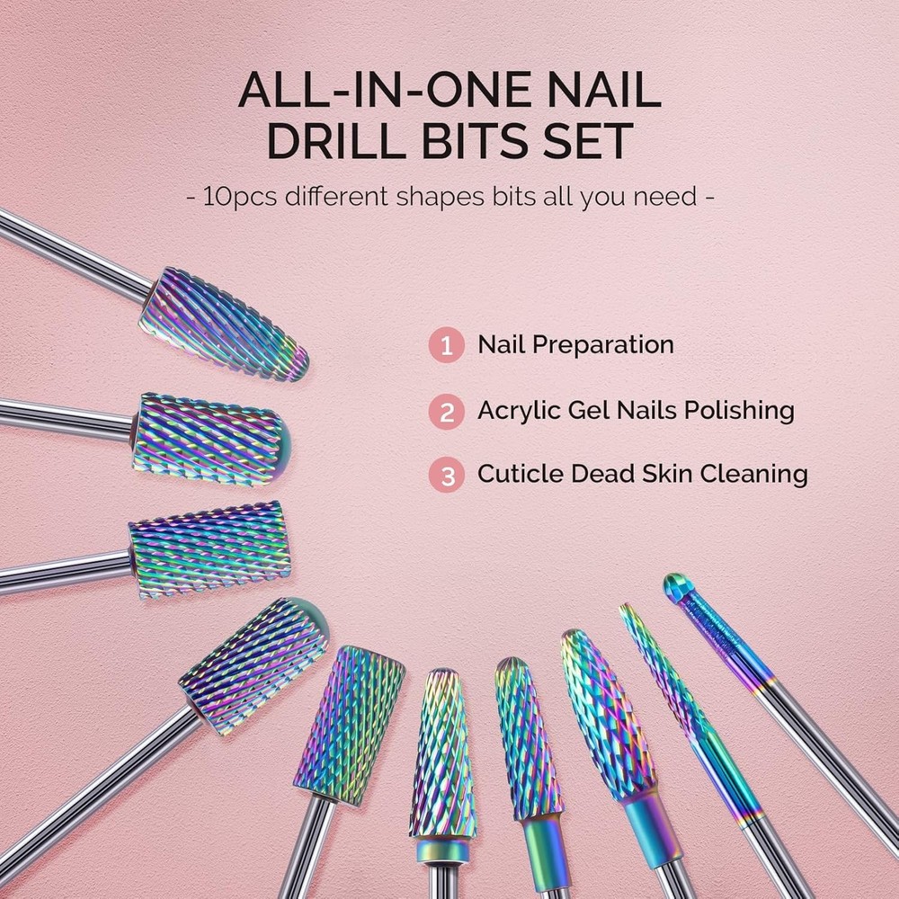Acrylic Gel Nail Drill Bits - 3/32 inch