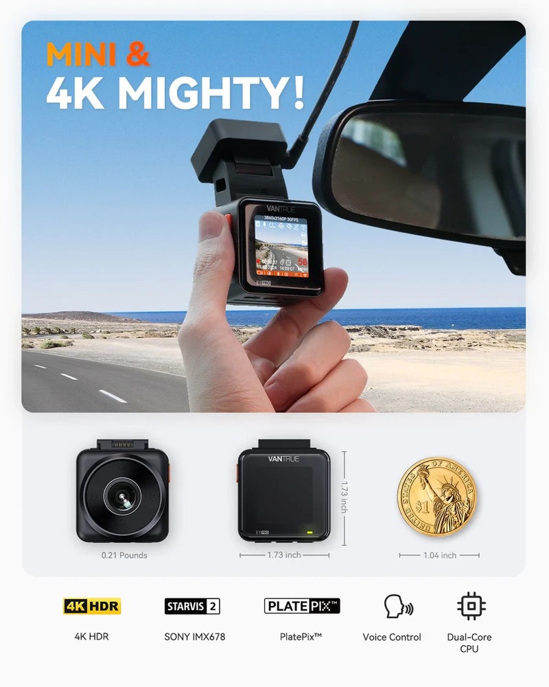 Vantrue E1 Pro 4K Front Dash Cam | Authorized Dealer
