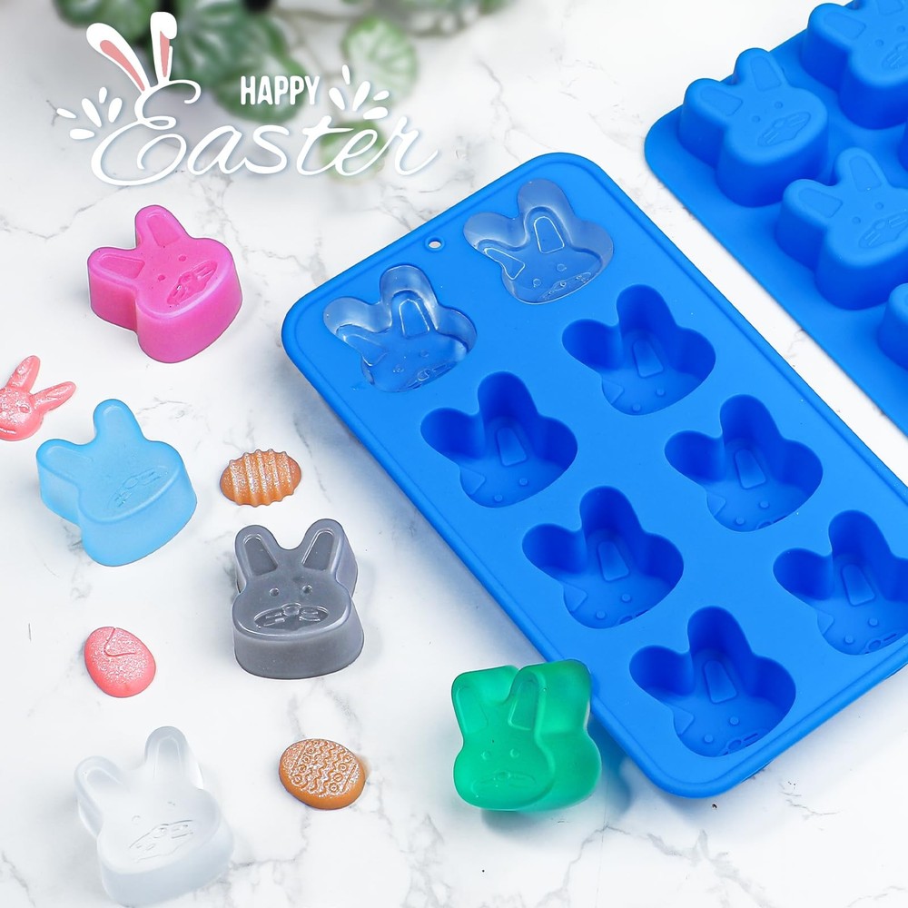 Webake Easter Bunny Ice Cube Molds, 8-Cavity Silicone standard, Blue