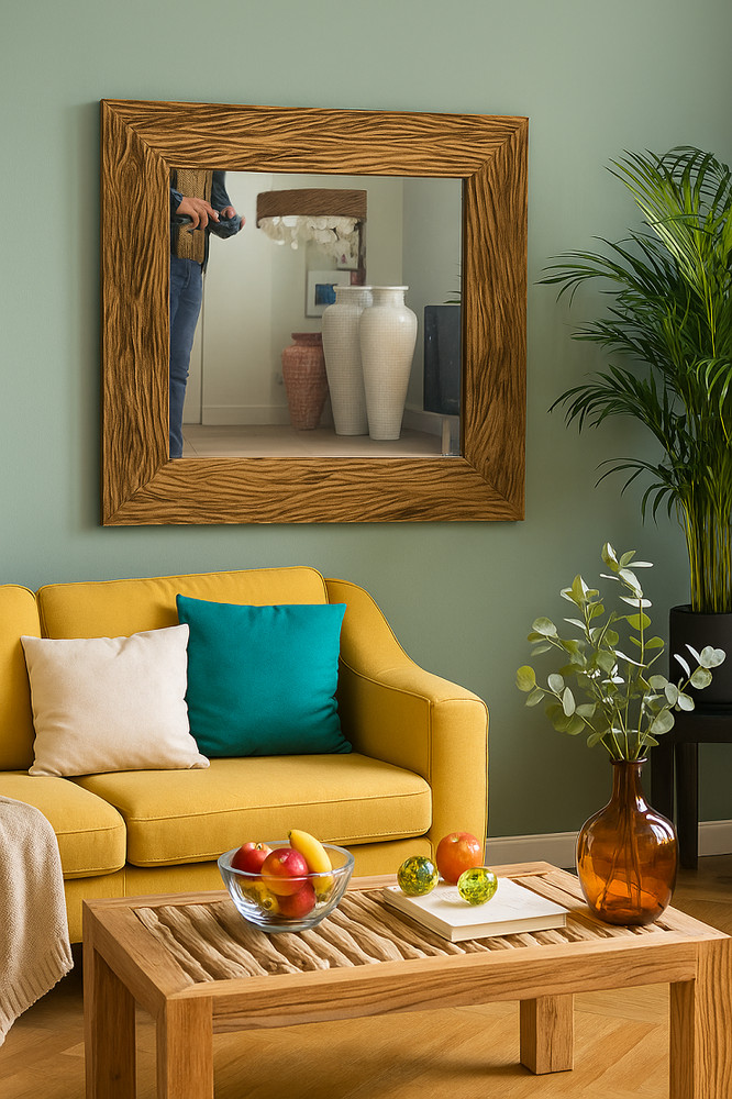 Handmade Square Teak Wood Mirror – Artisan Crafted Frame