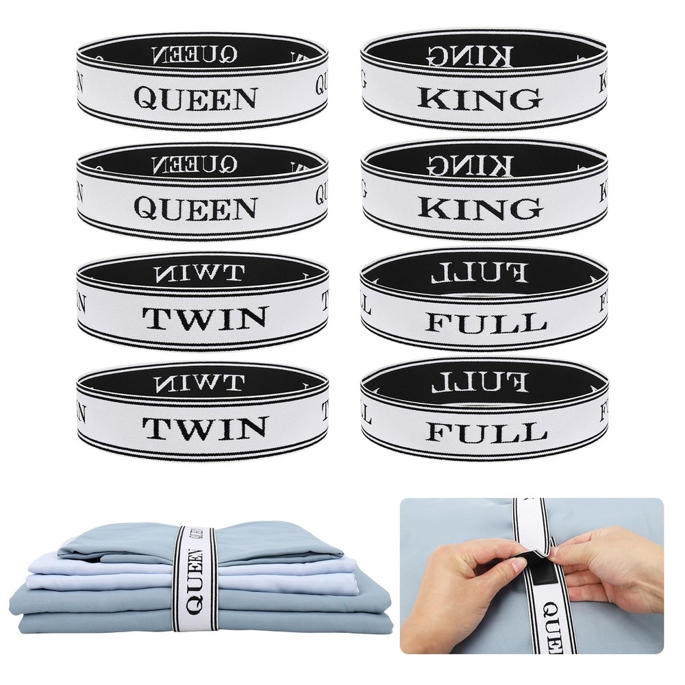 8 Pcs Bed Sheet Organizer Bands with Hook and Loop Adjustable Sheet Organizer...