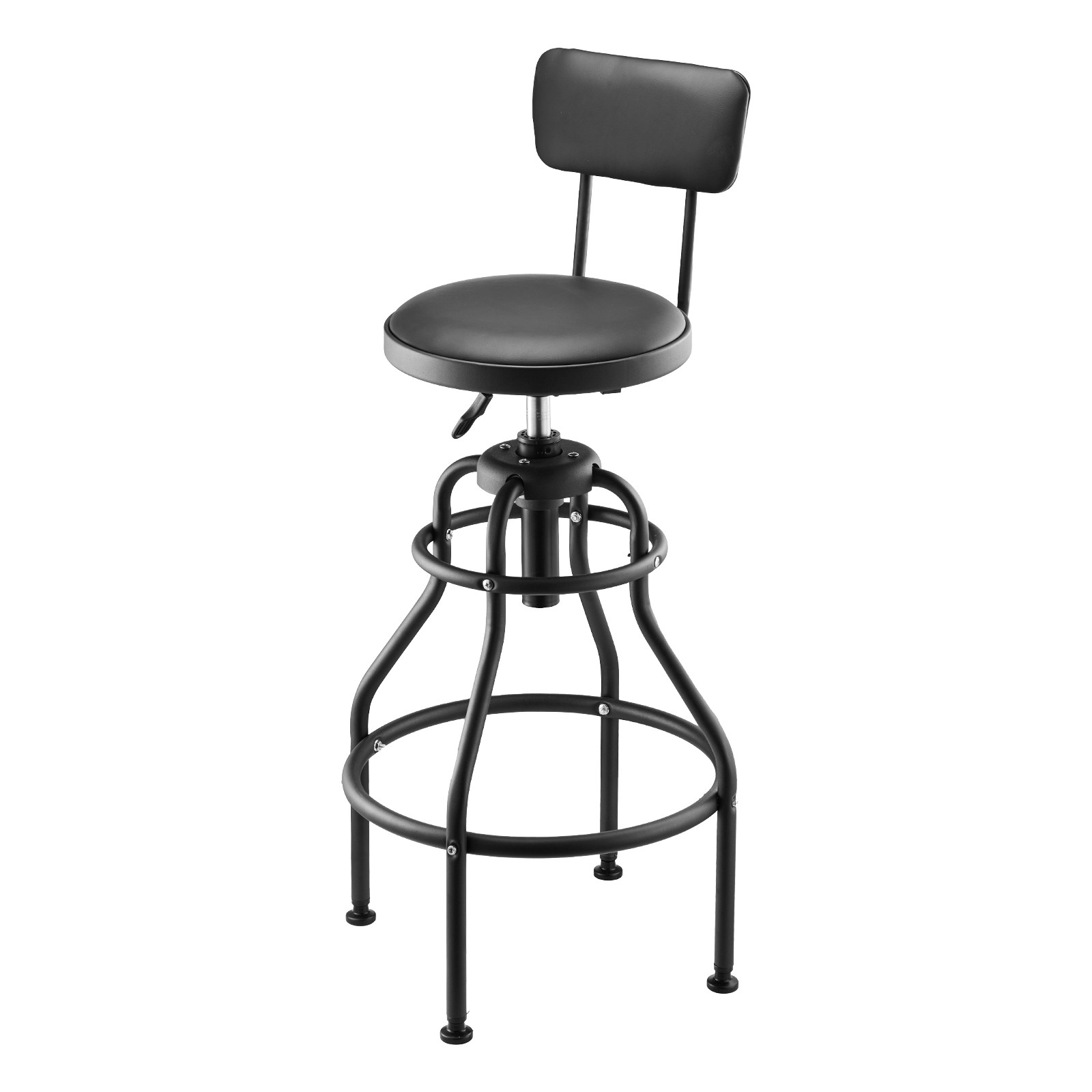 Shop Stool Adjustable Height Garage Work Seat 300 lbs Load with Backrest