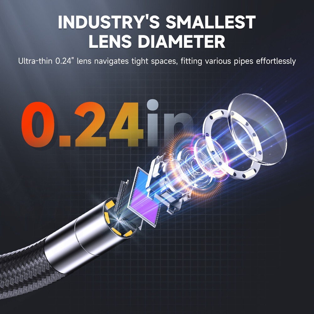 ANCEL AN301 Articulating Borescope Support Continuous Recording 6 LED Lights HD