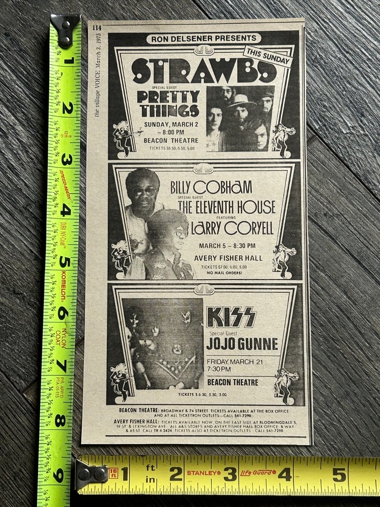 KISS Concert Ad Dressed To Kill Tour Beacon Theatre NYC Vintage Kiss Aucoin B
