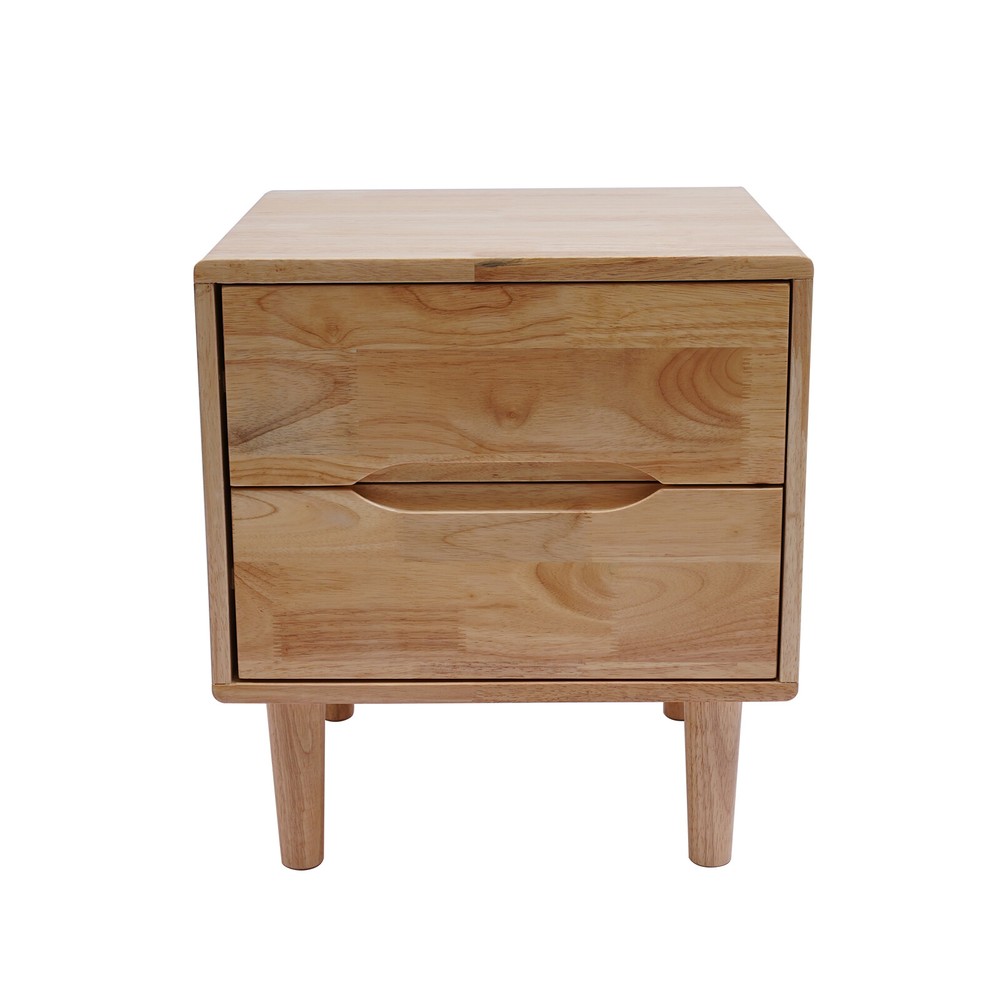 Nordic Style Solid Wood 2 Drawers Bedside Table Nightstand Home Decor