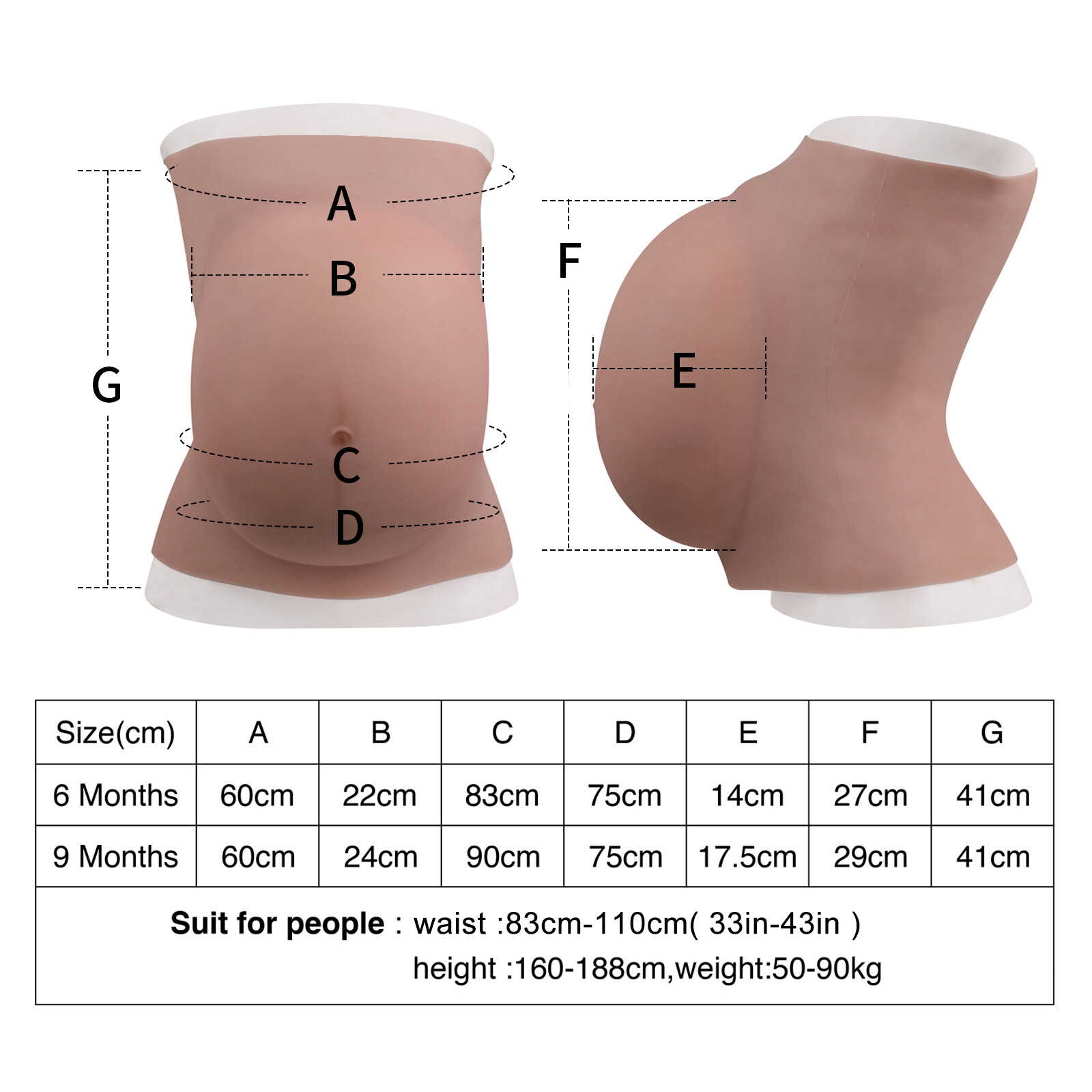 Dokier Realistic Silicone Bellies Fake Pregnant Belly Bellies 6 Months 9 Months