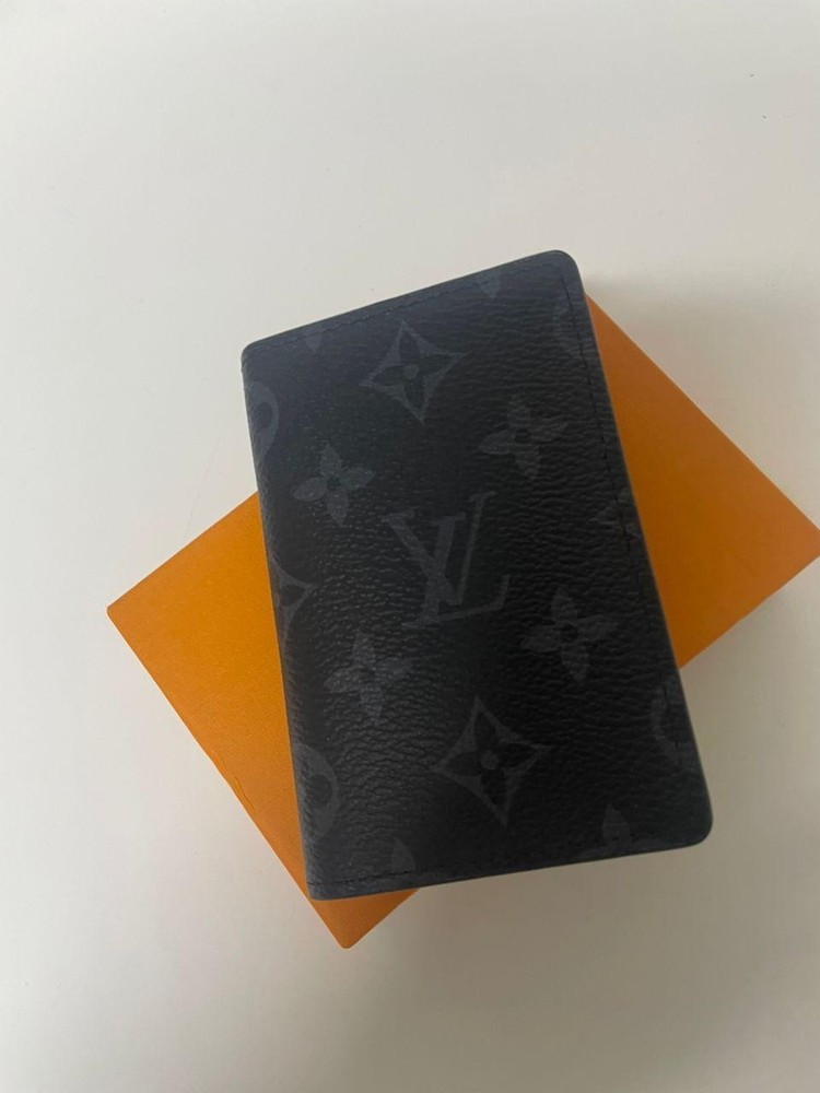 Louis Vuitton Pocket Organizer Monogram Eclipse LV Black Authentic