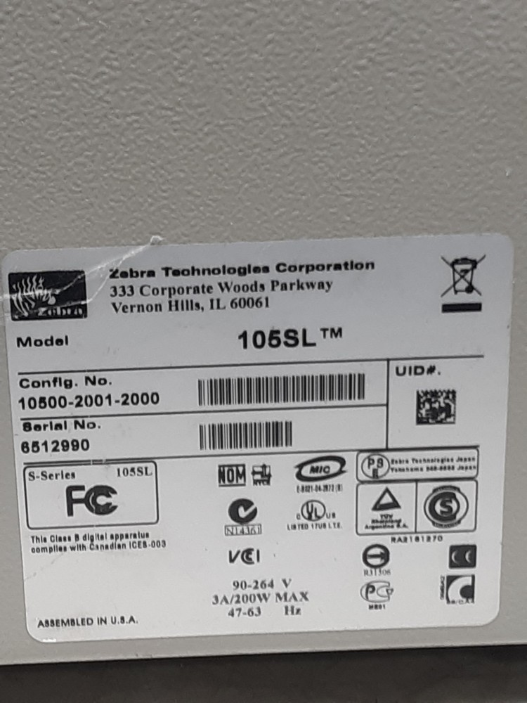 Zebra 105SL Thermal Transfer Label Printer - Used - Good Condition