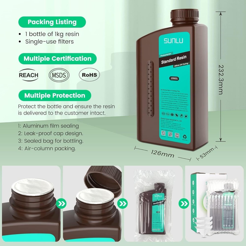 2kg Grey 3D Printer Resin - Fast-Curing, Low Odor, High Precision Performance
