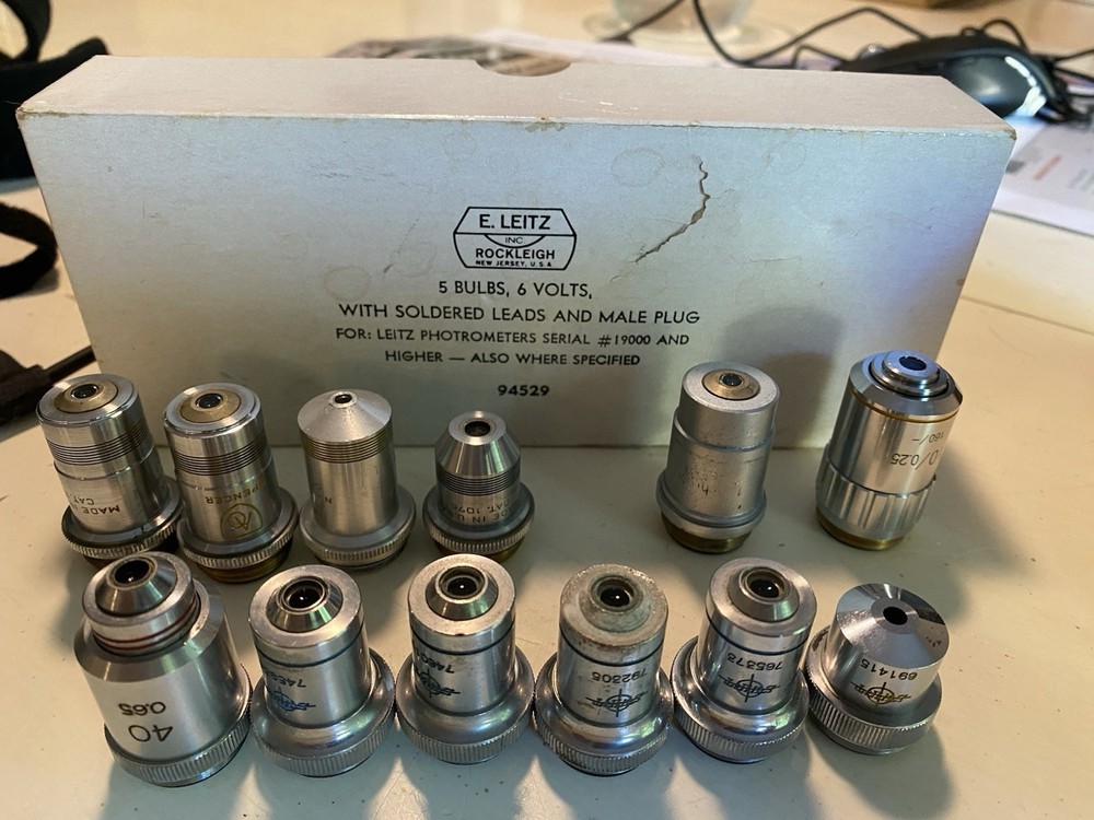 LOT ASSORTED OBJECTIVES MICROSCOPE PART OPTICS AS SHOWN