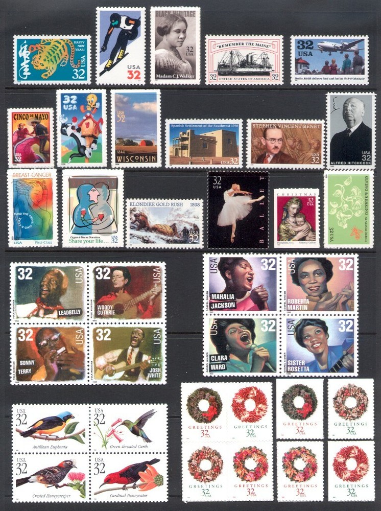1998 U.S. COMMEMORATIVE YEAR SET *89 STAMPS* WITH 2 SHEETS & EXPRESS MINT-NH