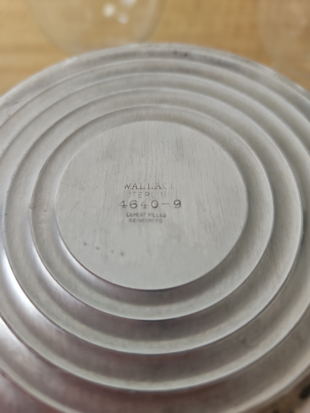 Pair Of Wallace 4640 Sterling & Glass Hurricane Candle Holders, Silver