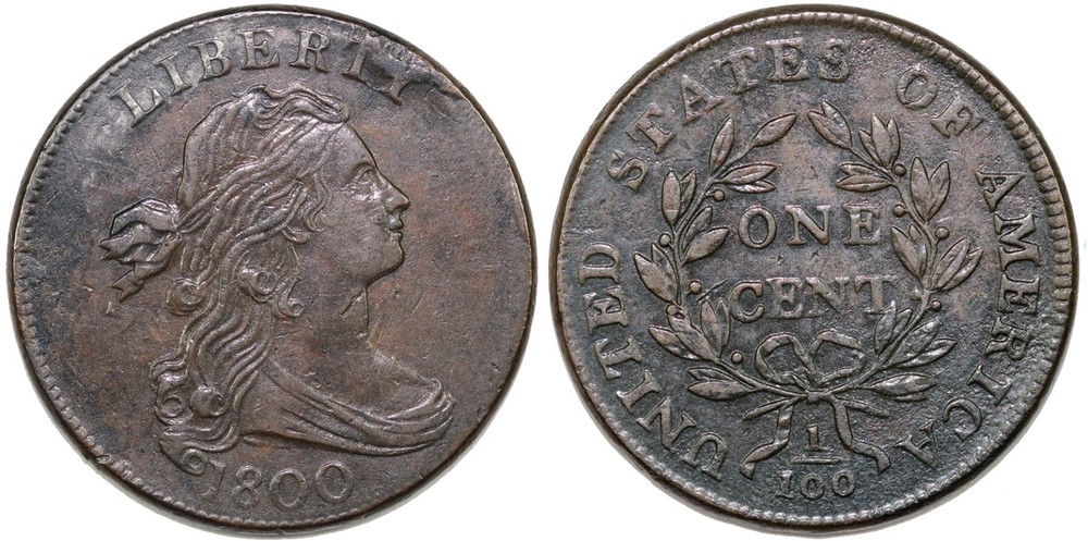 1800 1c S-208 Draped Bust Large Cent EX; EAC 2016