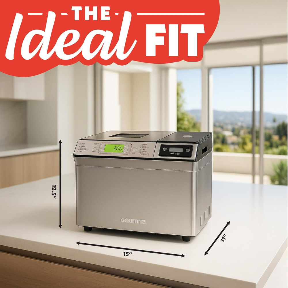 2 LB Bread Maker with 13 Settings, Jam Mode & Auto Dispenser for Fresh Bread