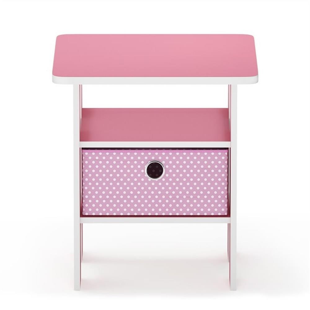 Pemberly Row Engineered Wood End Table with Bin Drawer in Light Pink