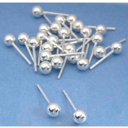 24 Sterling Silver Ball Stud Earrings 4mm