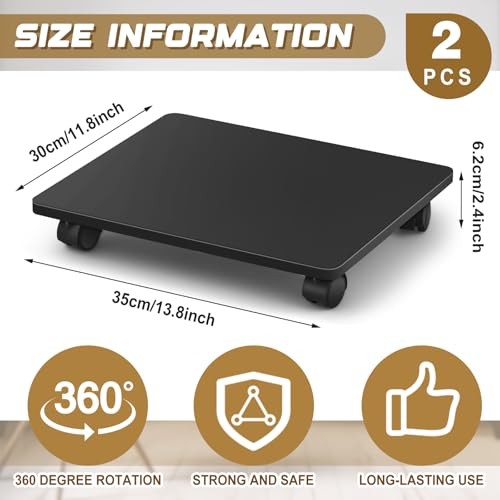 Pcs Office Under Desk Printer Stand with 4 Caster Wheels Movable 2 Black