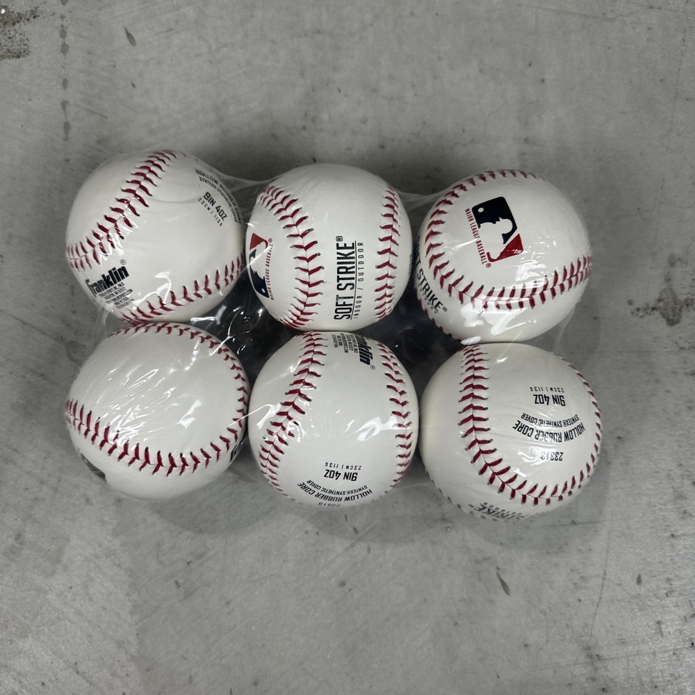 Franklin Official Size White Soft Strike Baseball 6 Pack