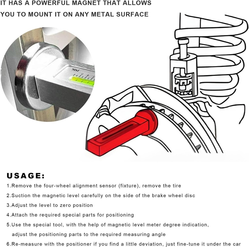 Adjustable Magnetic Gauge Tool for Precision Wheel Alignment - Durable & Compact