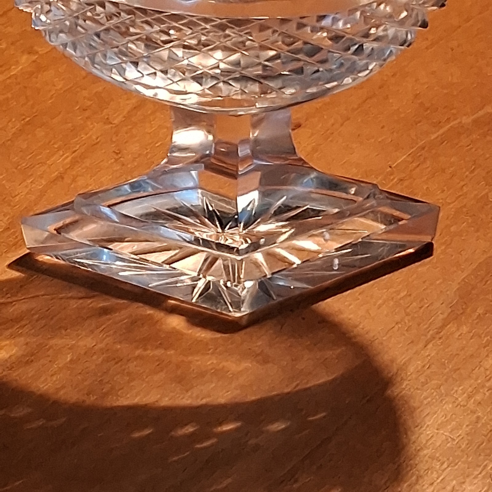 Antique ANGLO IRISH Crystal Georgian NAVETTE GLASS SALTER DISH