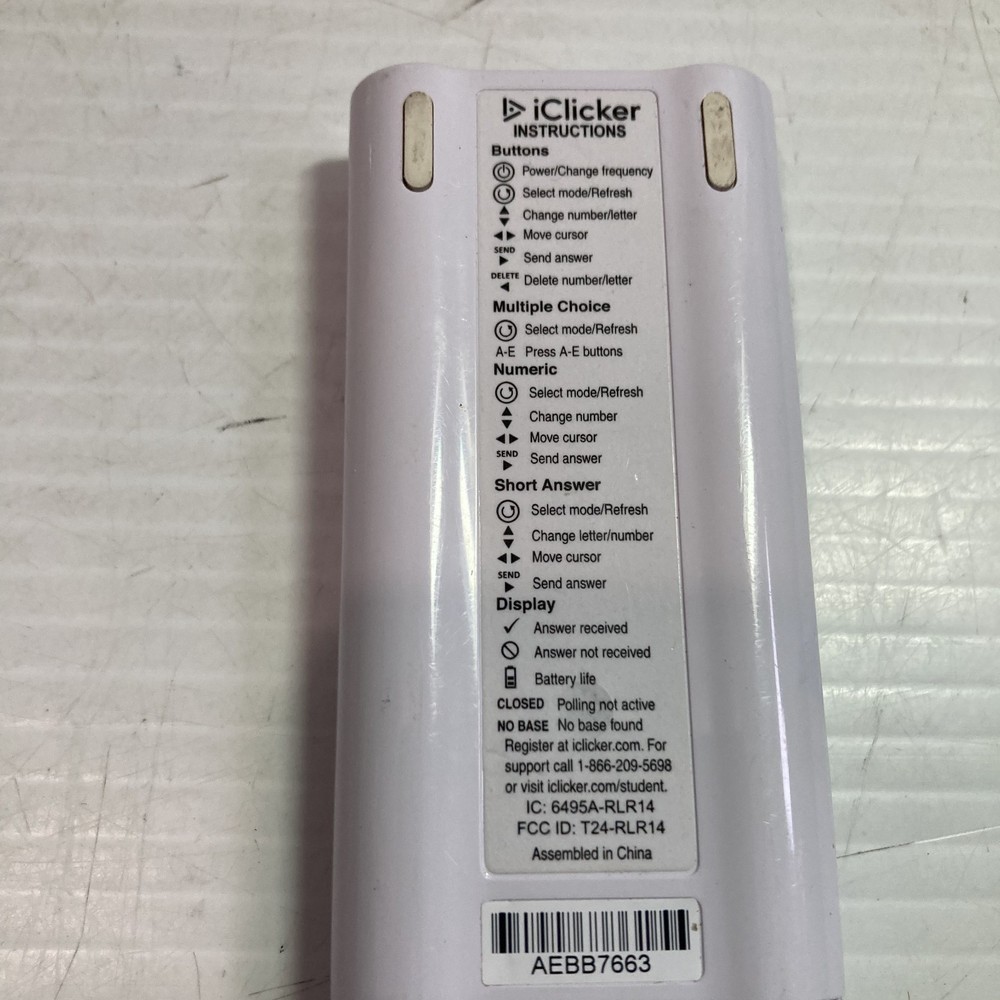 iClicker 2 Student Remote Clicker White
