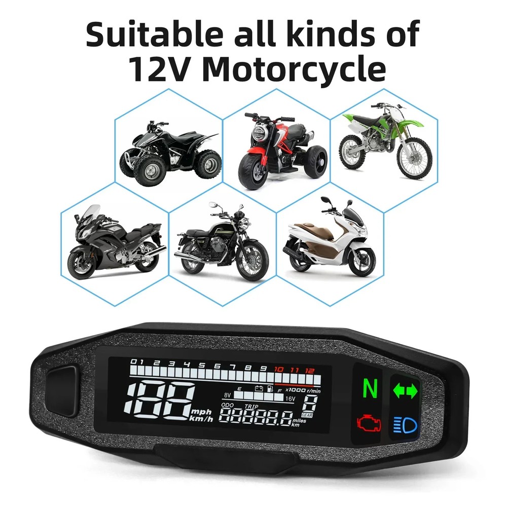 Universal Motorcycle Speedometer Odometer Instrument Sensor Speed Gauge Tacho